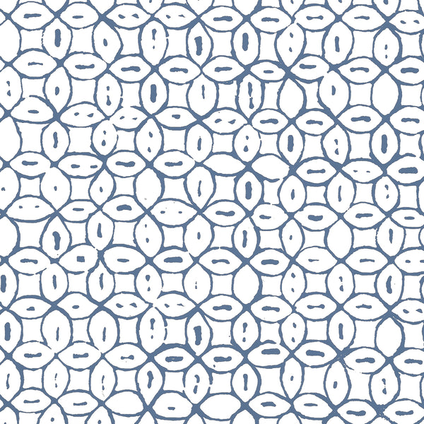 Melong Batik Navy on White Screen Printed - Off-White Wallcovering | China Seas
