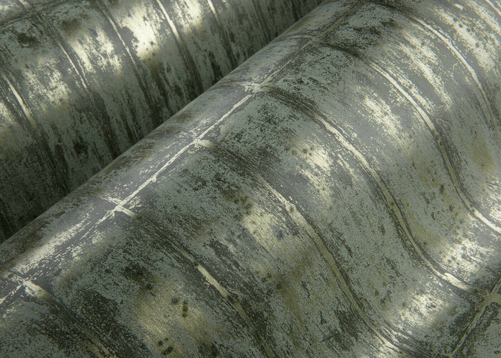 Chalk Stone Foil Moss Green Wallpaper | Arte Europe