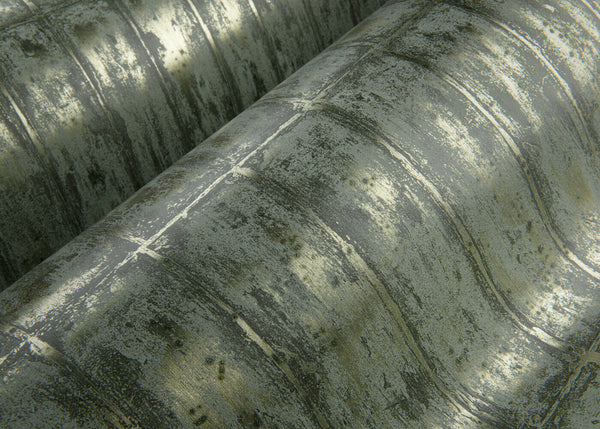 Chalk Stone Foil Moss Green Wallpaper | Arte Europe