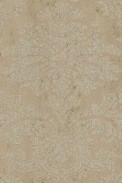 Gloria Glass Beaded Damask Gold Wallpaper | Arte Europe