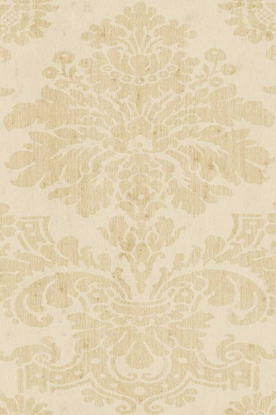 Gloria Glass Beaded Damask Cream Wallpaper | Arte Europe