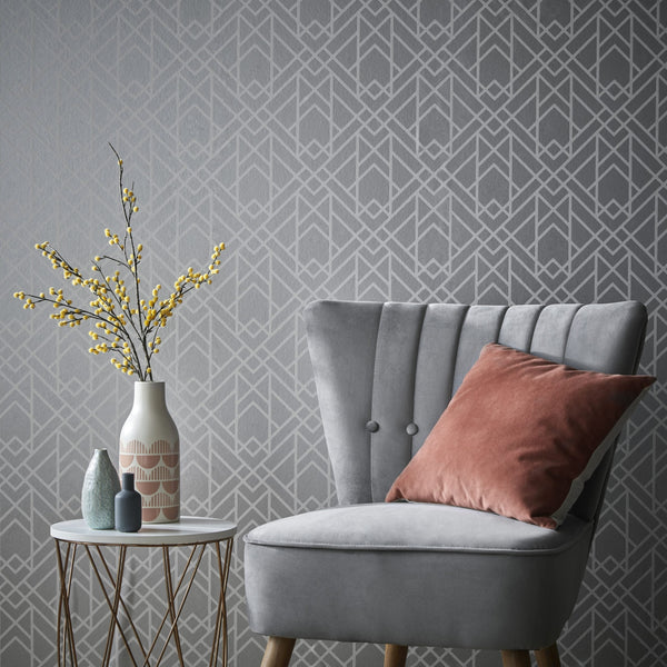 Metro Soft Grey - Silver Wallcovering | 1838 Wallcoverings