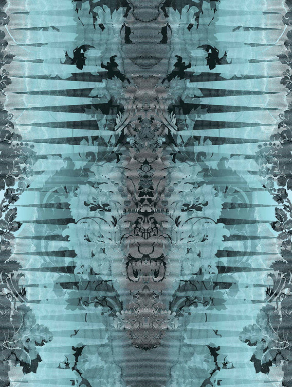 Moire Damask Gunmental Blue | Timorous Beasties Wallcovering