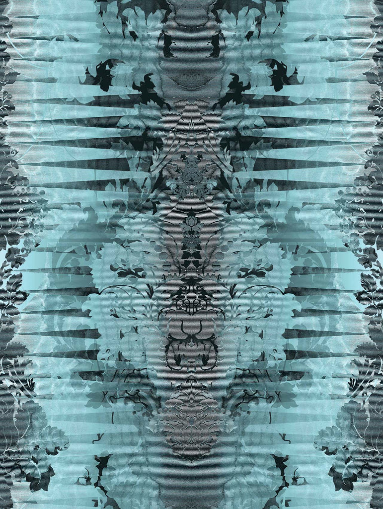 Moire Damask Gunmental Blue