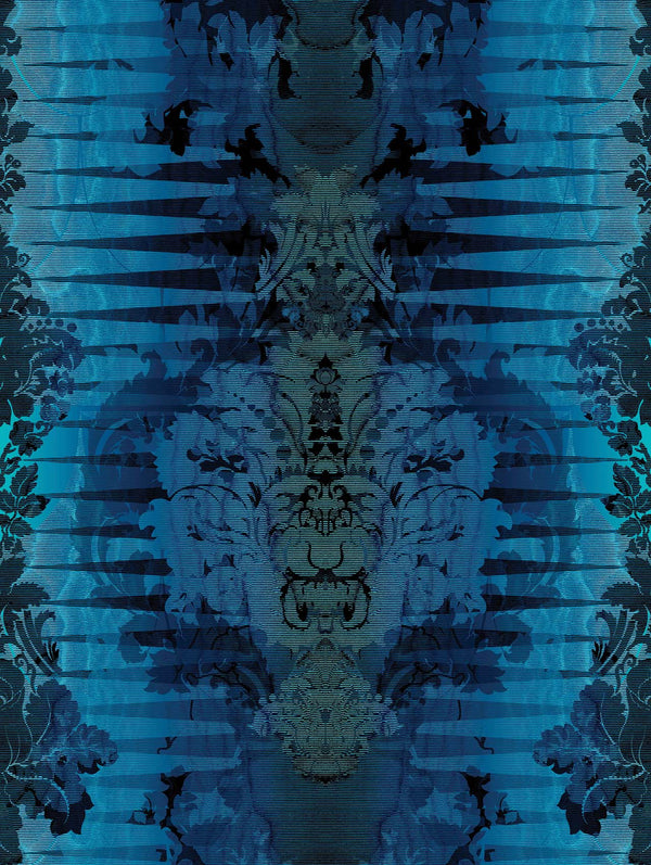 Moire Damask Sapphire Blue | Timorous Beasties Wallcovering