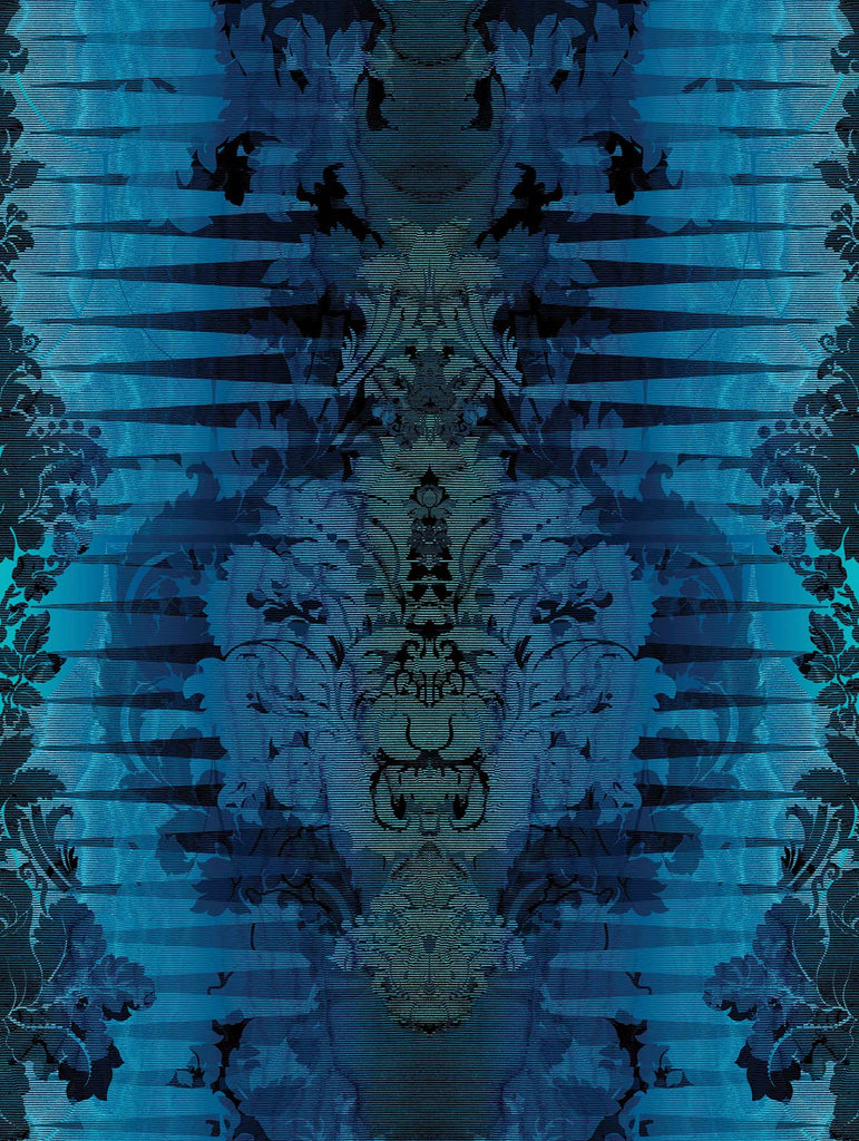 Moire Damask Sapphire Blue