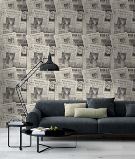 Moonwalker Neutral - Black, Grey Wallcovering | Mind the Gap