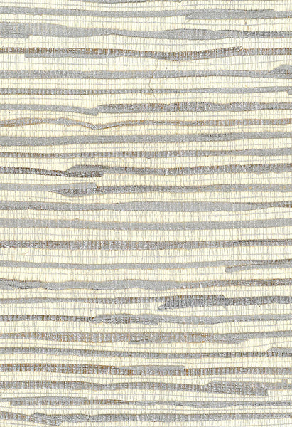 Malibu Java Grass Wallpaper - Contemporary Grasscloth - Metallic Silver, Off White | Malibu Wallpaper