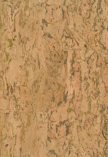 Malibu Cork Wallpaper - Contemporary Grasscloth - Brown, Metallic Gold | Malibu Wallpaper