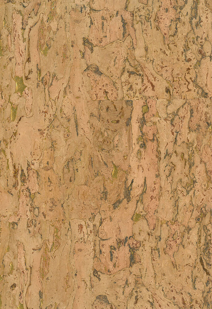 Malibu Cork Wallpaper - Contemporary Grasscloth - Brown, Metallic Gold | Malibu Wallpaper