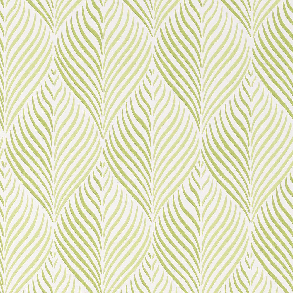 Les Indiennes Bonnelles Green/Ivory - Green Wallcovering | Nina Campbell