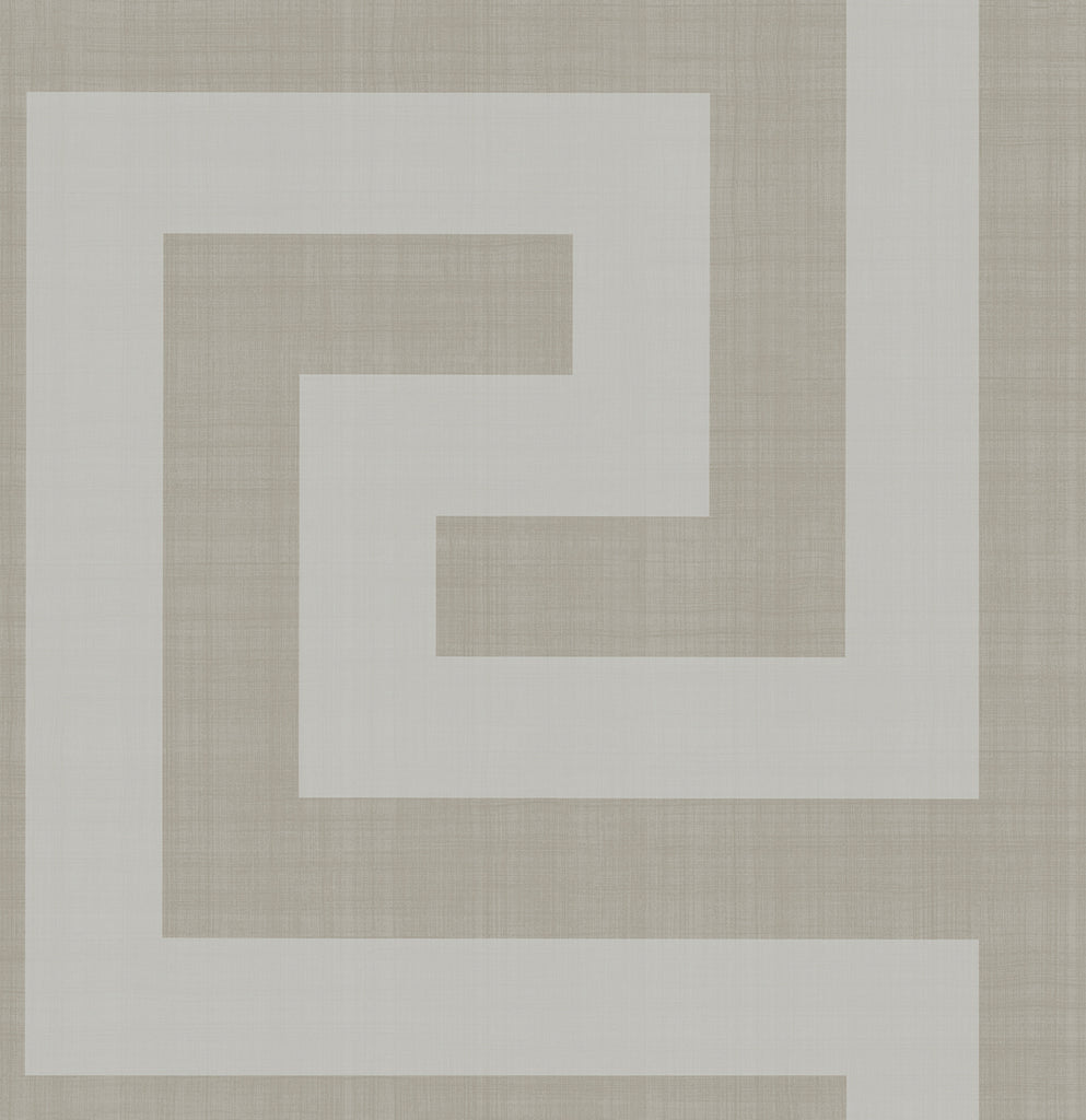 Malibu Vogue Wallpaper - Mid Century Geometric - Metallic Silver and Taupe | Malibu Wallpaper