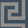 Malibu Vogue Wallpaper - Mid Century Geometric - Cerulean and Metallic Silver | Malibu Wallpaper