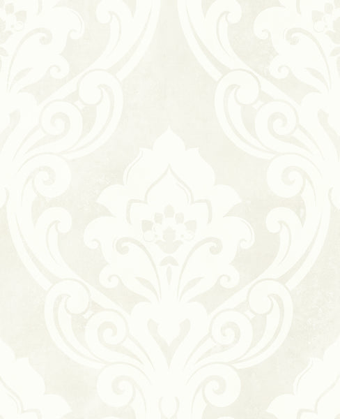 Malibu Vogue Damask Wallpaper - Mid Century Damask - Metallic and Gray | Malibu Wallpaper