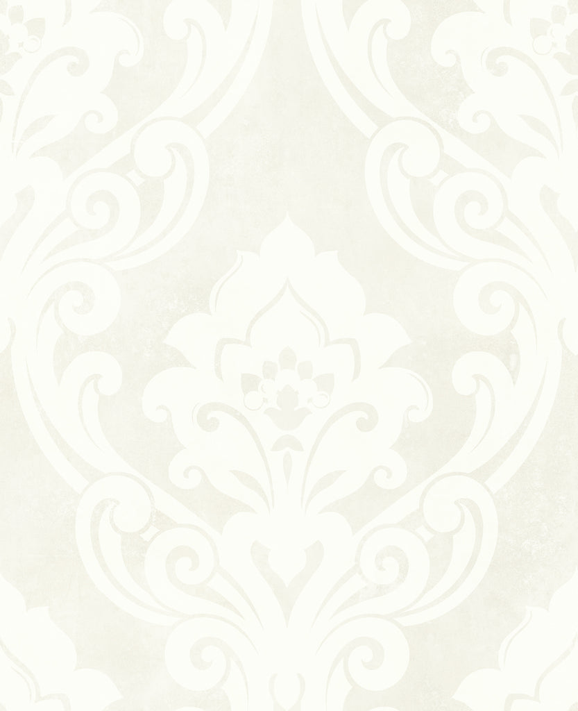 Malibu Vogue Damask Wallpaper - Mid Century Damask - Metallic and Gray | Malibu Wallpaper