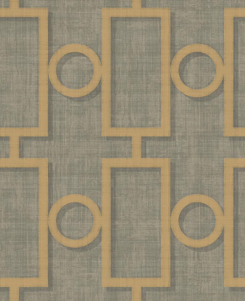 Malibu Adorn Geo Wallpaper - Mid Century Geometric - Metallic Gold and Platinum | Malibu Wallpaper