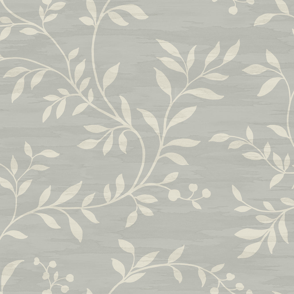 Malibu Couture Wallpaper - Mid Century Botanical - Metallic Silver and Off-White | Malibu Wallpaper