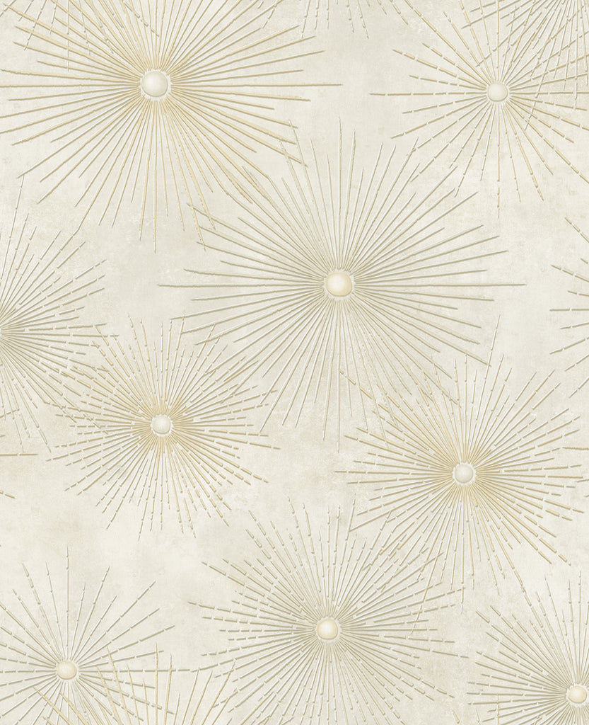 Malibu Catwalk Wallpaper - Mid Century Geometric - Metallic Gold and Off-White | Malibu Wallpaper