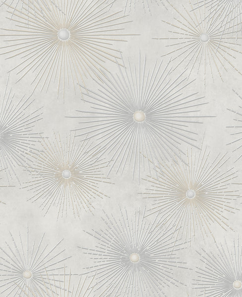 Malibu Catwalk Wallpaper - Mid Century Geometric - Metallic Silver and Gray | Malibu Wallpaper