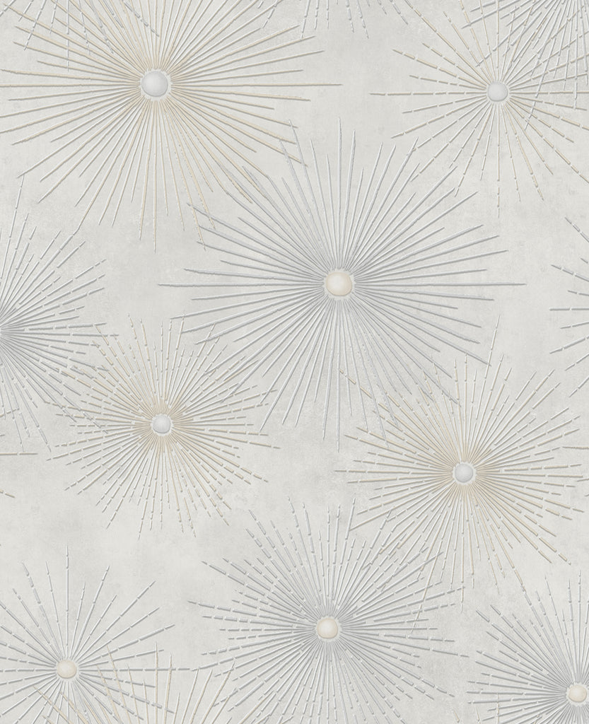 Malibu Catwalk Wallpaper - Mid Century Geometric - Metallic Silver and Gray | Malibu Wallpaper