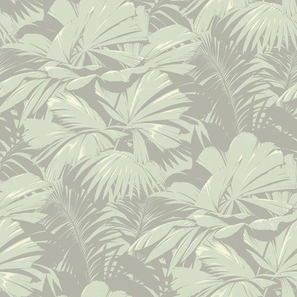 Malibu Masquerade Wallpaper - Mid Century Botanical - Light Eucalyptus and Gray | Malibu Wallpaper