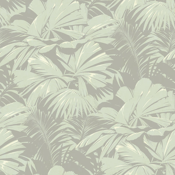 Malibu Masquerade Wallpaper - Mid Century Botanical - Light Eucalyptus and Gray | Malibu Wallpaper