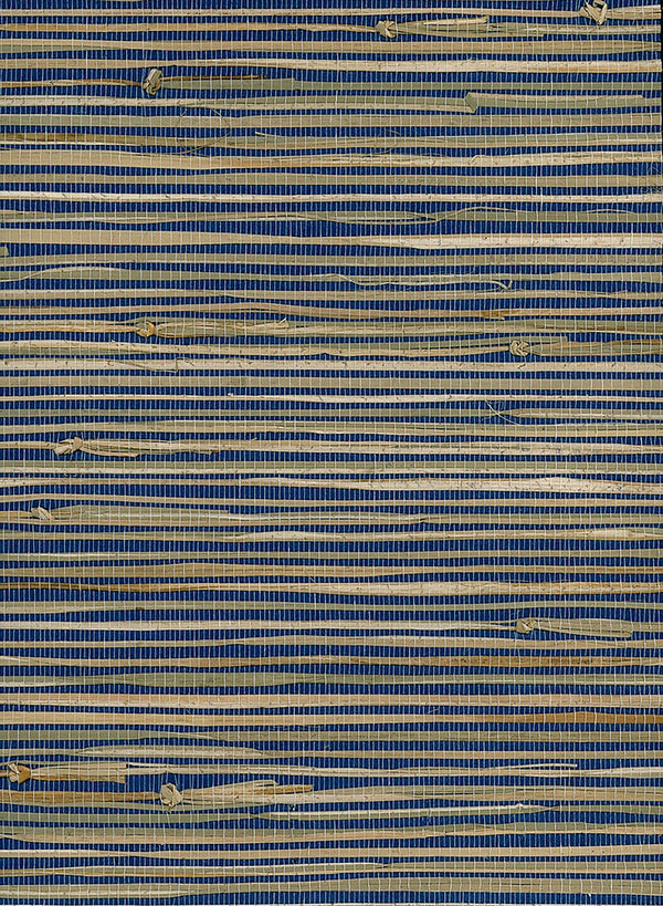 Triangle Grass Contemporary Grasscloth - Blue, Tan | Architectural Wallcoverings