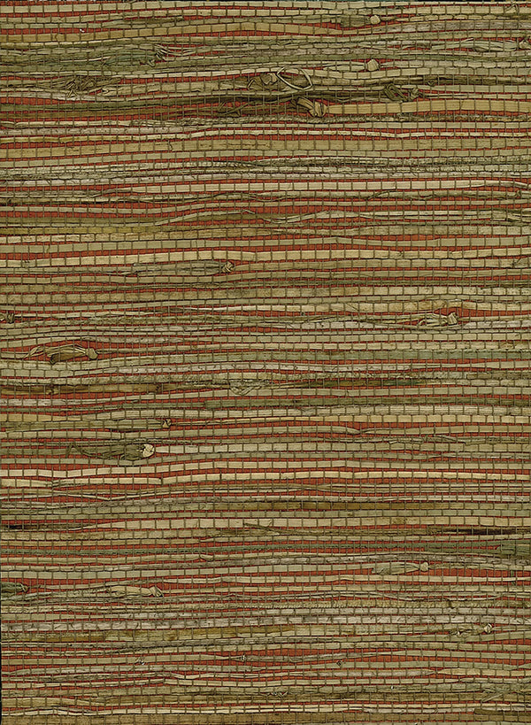 Rushcloth Contemporary Grasscloth - Red, Tan | Architectural Wallcoverings