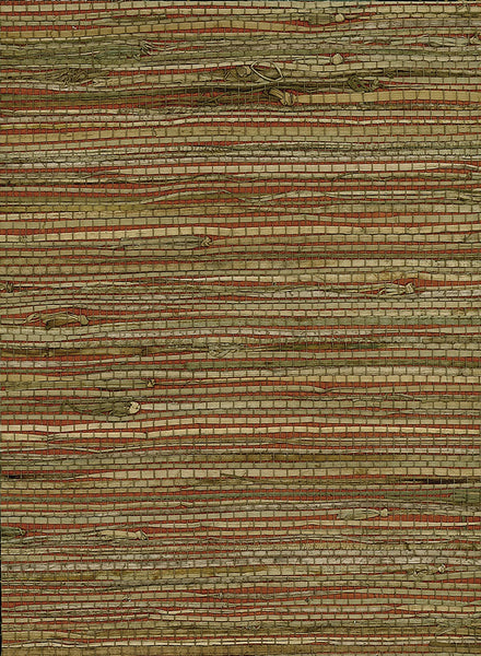 Malibu Rushcloth Wallpaper - Contemporary Grasscloth - Red, Tan | Malibu Wallpaper