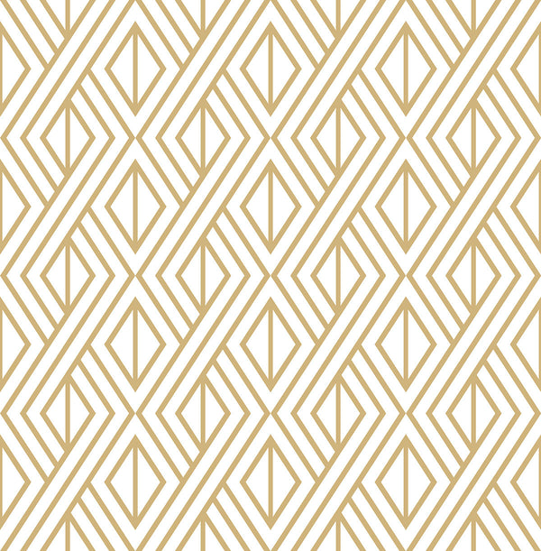 Malibu Ps Gold Diamond Geometric Contemporary Geometric - Metallic Gold | Peel and Stick Removable Wallcovering