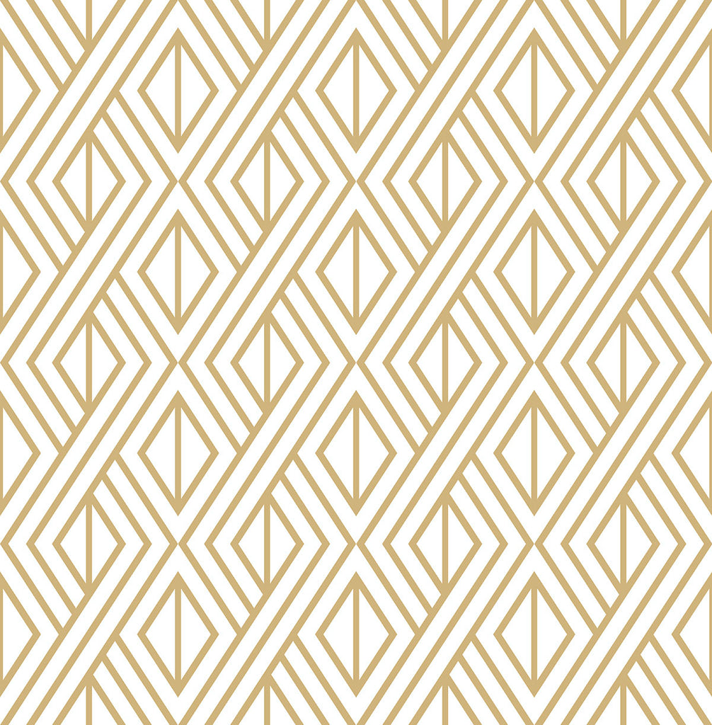 Malibu PS Gold Diamond Geometric Contemporary Geometric - Metallic Gold | Peel and Stick Removable Wallpaper