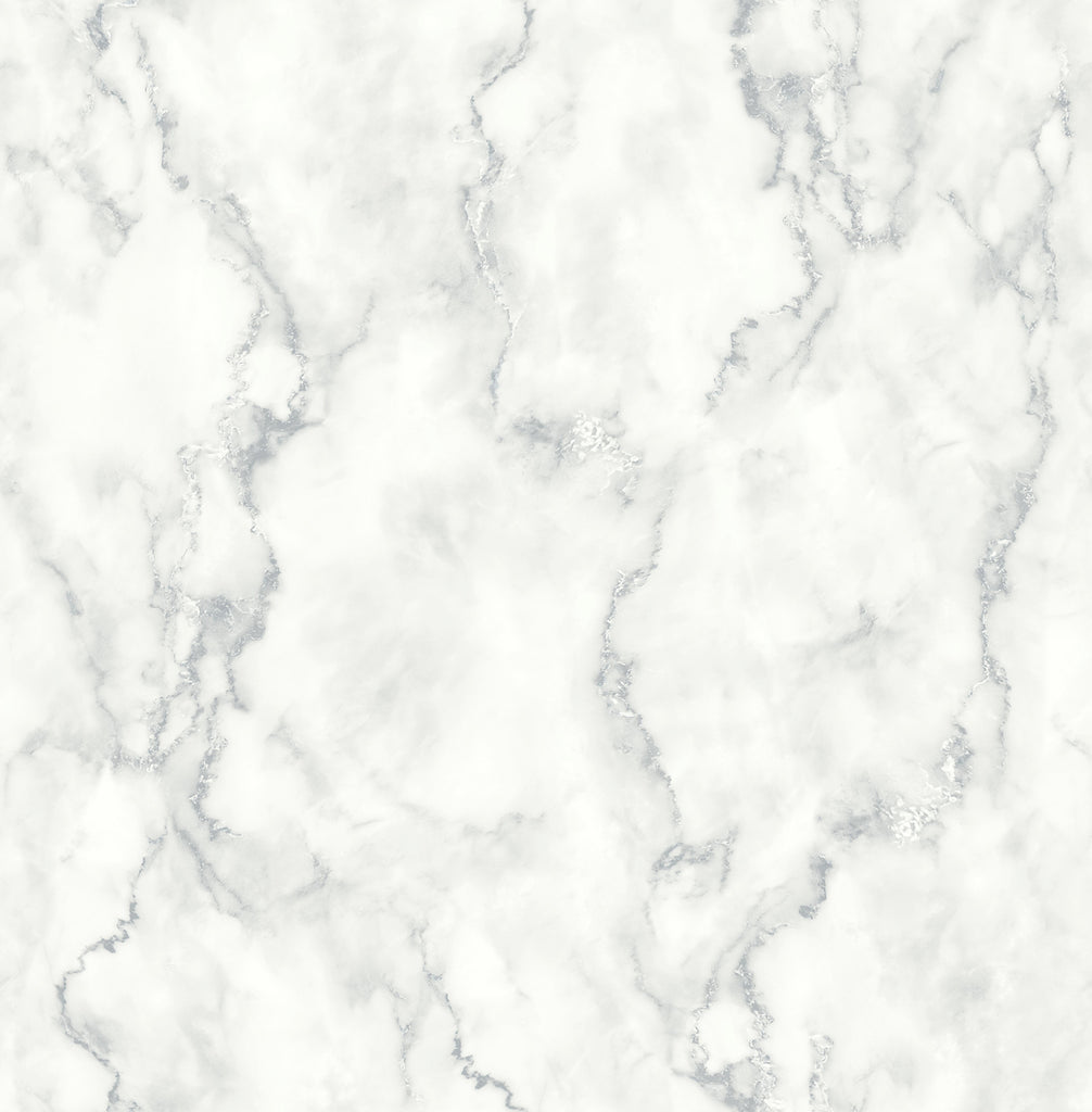 Malibu PS Faux Marble Contemporary Marbled - Gray & Metallic Silver | Peel and Stick Removable Wallpaper