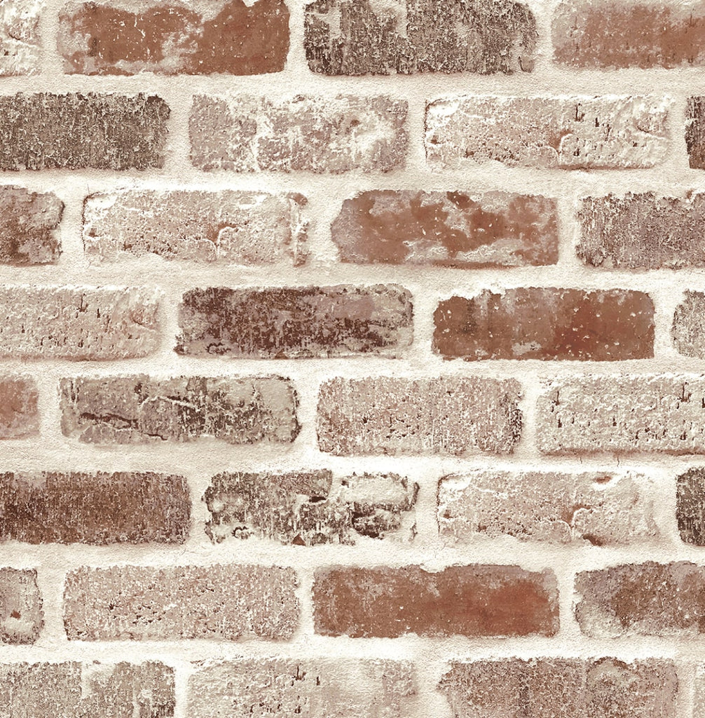 Malibu PS Washed Brick Industrial Brick - Adobe | Peel and Stick Removable Wallpaper