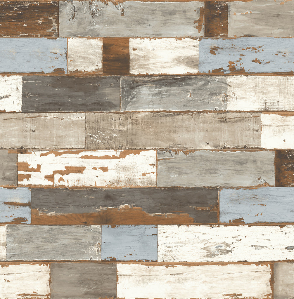 Malibu PS Colorful Shiplap Coastal Wood - Blue & Neutral | Peel and Stick Removable Wallpaper