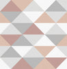 Malibu PS Mod Triangles Contemporary Geometric - Pink & Metallic Silver | Peel and Stick Removable Wallpaper