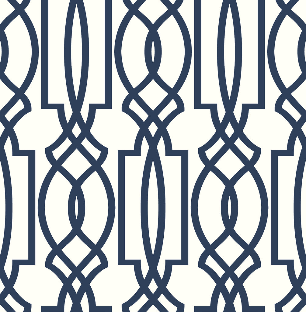 Malibu PS Navy Deco Lattice Contemporary Lattice - Navy & White | Peel and Stick Removable Wallpaper