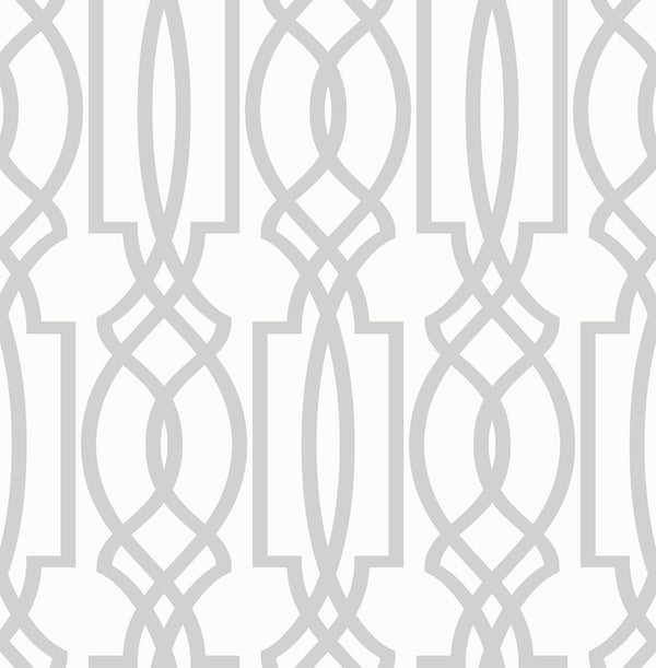 Malibu Ps Soft Gray Deco Lattice Contemporary Lattice - Soft Gray & White | Peel and Stick Removable Wallcovering