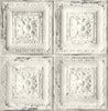 Malibu PS Distressed Tin Tile Rustic Tile - Linen & Charcoal | Peel and Stick Removable Wallpaper