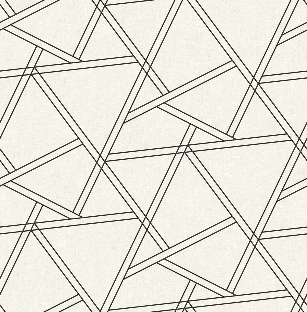 Malibu PS Railroad Geometric Contemporary Geometric - Pearl Shimmer & Ebony | Peel and Stick Removable Wallpaper