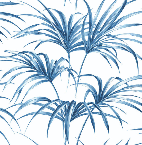 Malibu Ps Tropical Palm Leaf Tropical Botanical - Coastal Blue | Peel and Stick Removable Wallcovering