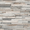Malibu PS Reclaimed Wood Plank Rustic Wood - Light Gray & Brown | Peel and Stick Removable Wallpaper