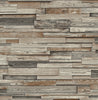 Malibu PS Reclaimed Wood Plank Rustic Wood - Charcoal & Brown | Peel and Stick Removable Wallpaper