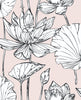 Malibu PS Lotus Floral Contemporary Floral - Blush & Ebony | Peel and Stick Removable Wallpaper