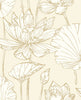 Malibu PS Lotus Floral Contemporary Floral - Metallic Gold & Cream | Peel and Stick Removable Wallpaper