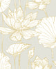 Malibu PS Lotus Floral Contemporary Floral - Metallic Gold & Gray | Peel and Stick Removable Wallpaper