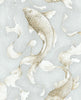 Malibu PS Koi Fish Contemporary Animal Print - Metallic Champagne & Gray | Peel and Stick Removable Wallpaper