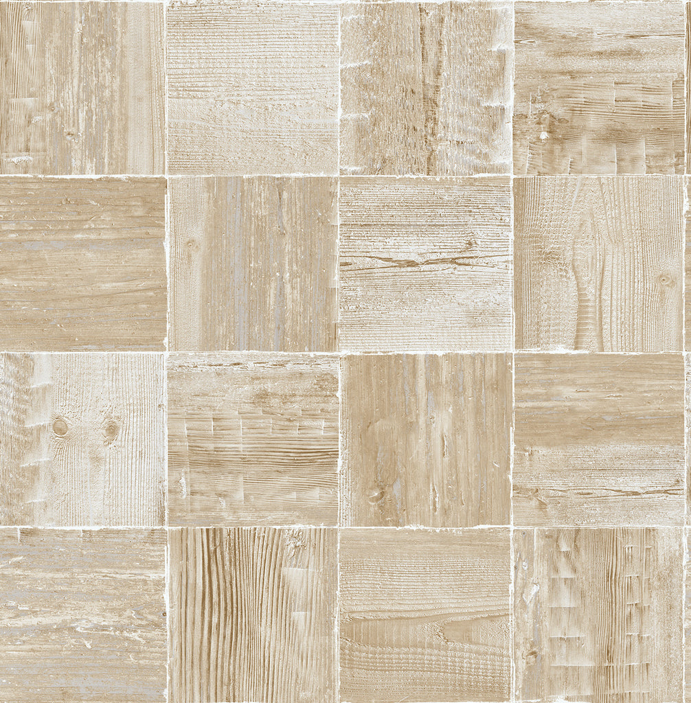Malibu PS Wood Block Contemporary Wood - Wheat | Peel and Stick Removable Wallpaper