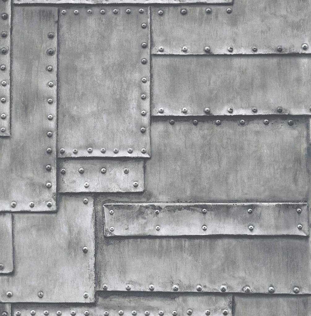 Malibu PS Fuselage Panel Industrial Metal - Charcoal | Peel and Stick Removable Wallpaper