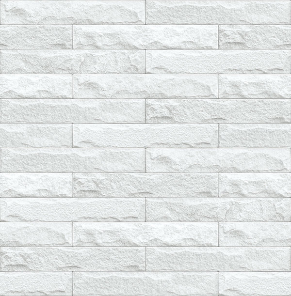 Malibu Ps Limestone Brick Contemporary Stone - Eggshell & Gray | Peel and Stick Removable Wallcovering