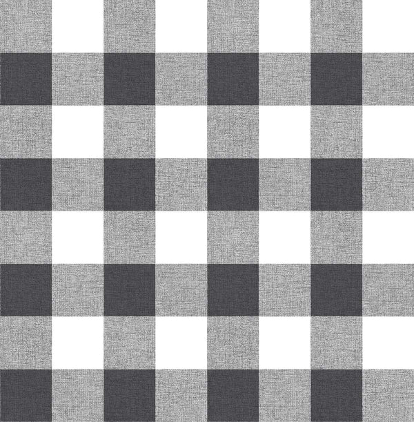 Malibu Ps Picnic Plaid Farmhouse Plaid - Charcoal | Peel and Stick Removable Wallcovering
